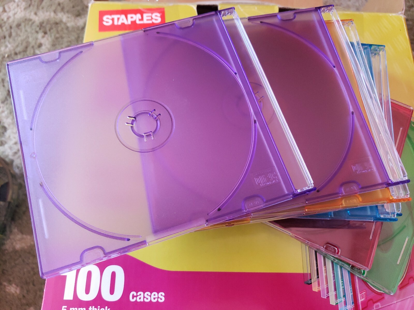 STAPLES SLIM DVD CD JEWEL CASES10 PACK. YOU CHOOSE COLORS OR CLEAR. eBay