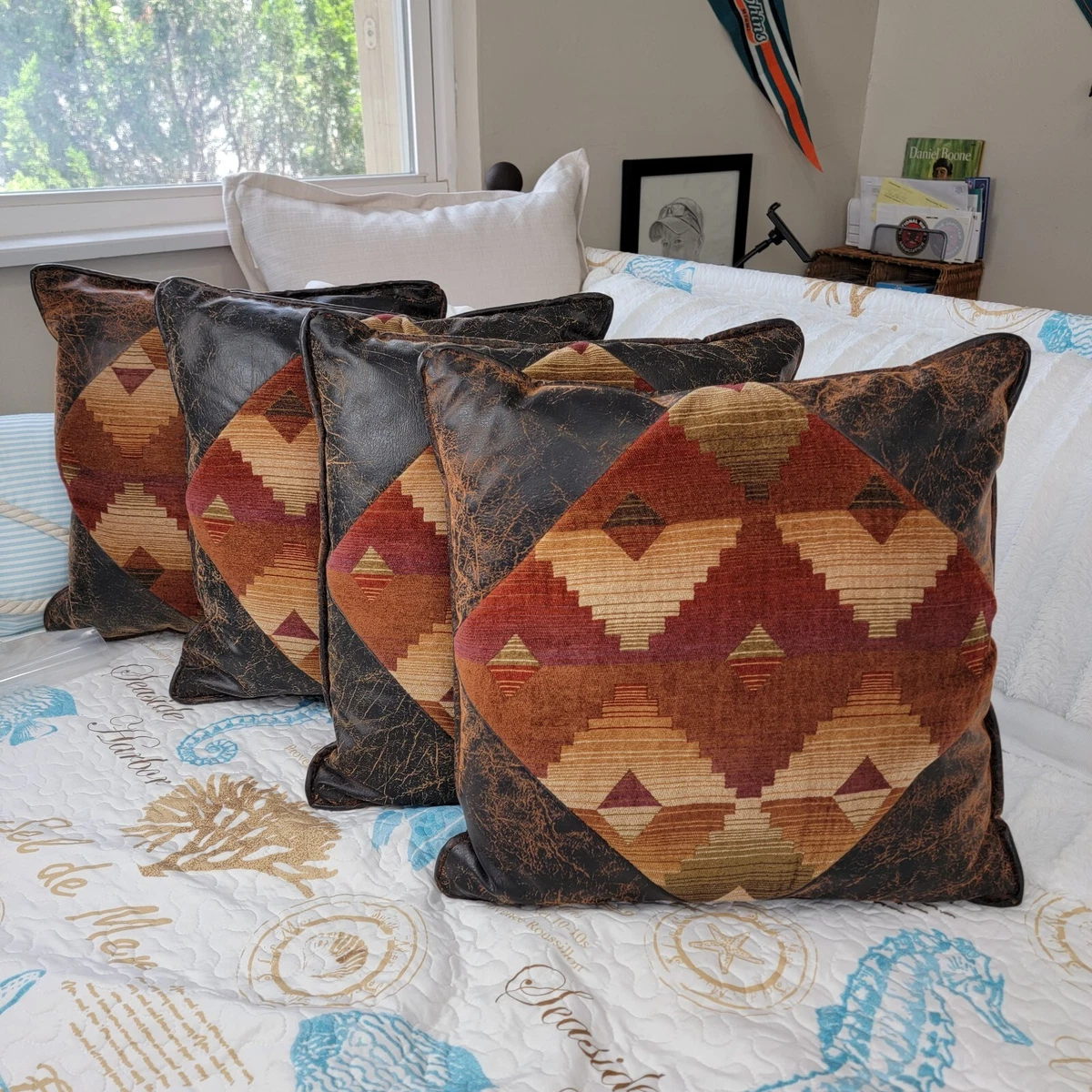 Croscill SANTA FE Southwestern Aztec Desert Square Throw Pillows 18x18