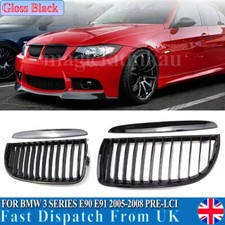 FOR BMW 3 SERIES E90 E91 2005-2008 PRE-LCI GLOSS BLACK FRONT KIDNEY GRILL GRILLE