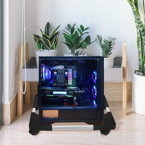 Computer Host Bracket Adjustable Mobile Cpu Stand Portable Desktop Cart - Afbeelding 5 van 12