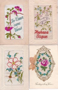1501-Lot-of-10-Embroidered-vintage-postcards