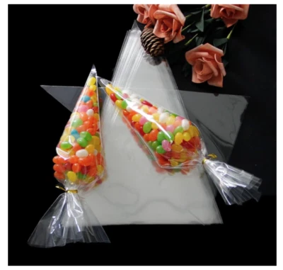 100 x CLEAR CELLOPHANE CONES BAGS FOOD Favour SWEET CANDY KIDS Party
