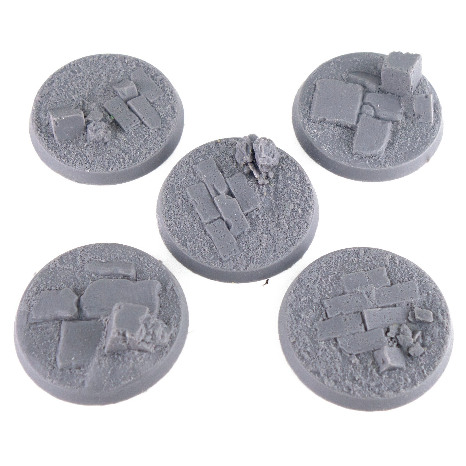 40mm Stone Ruins Bases x5 A = Round Miniature Resin Bases LOTR