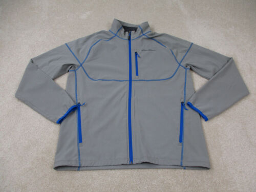 Eddie Bauer Jacket Mens Medium Gray Blue Windbreaker Softshell Coat Light Adult* - 第 1/13 張圖片