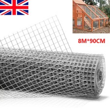 8M Welded Wire Mesh Galvanised Fence Aviary Rabbit Hutch Chicken Fencing 90CM UK