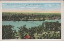 Elkhart, IN: Vista Of Greenleaf Park & St. Joe River - Vintage Indiana Postcard