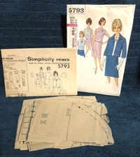 VTG '64 COMPLETE 3 Piece Suit Size16 Bust 36 Simplicity 5793