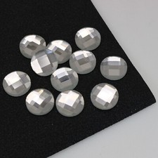 50 Clear Faceted Round Flatback Glass Crystal Rhinestone Gems 12mm No Hole