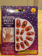 Rubie's Spider Print Designer Costume Nails Orange Reusable