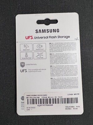 New Sealed Samsung Universal Flash Storage UFS Memory Card 128GB White