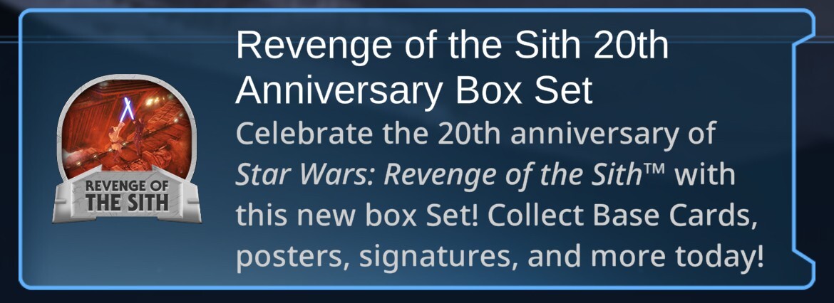 TOPPS STAR WARS CARD TRADER REVENGE OF SITH 20TH ANNIVERSARY R/UC