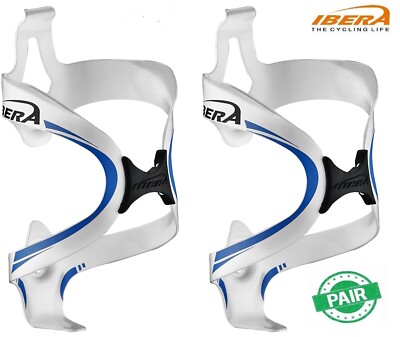 IBERA Alloy Bike Bicycle Water Bottle Cage Drink Mount Holder PAIR WHITE B-BC12