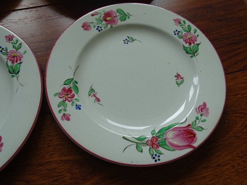 LUNEVILLE FAIENCE 6 ANCIENNES ASSIETTES A DESSERT DECOR TULIPE REVERBERE 1920 - Picture 5 of 15