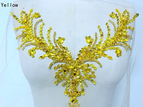 Beaded Rhinestone Applique Motif Patch Wedding Trimming DIY Accessories Sew On - Picture 4 of 22