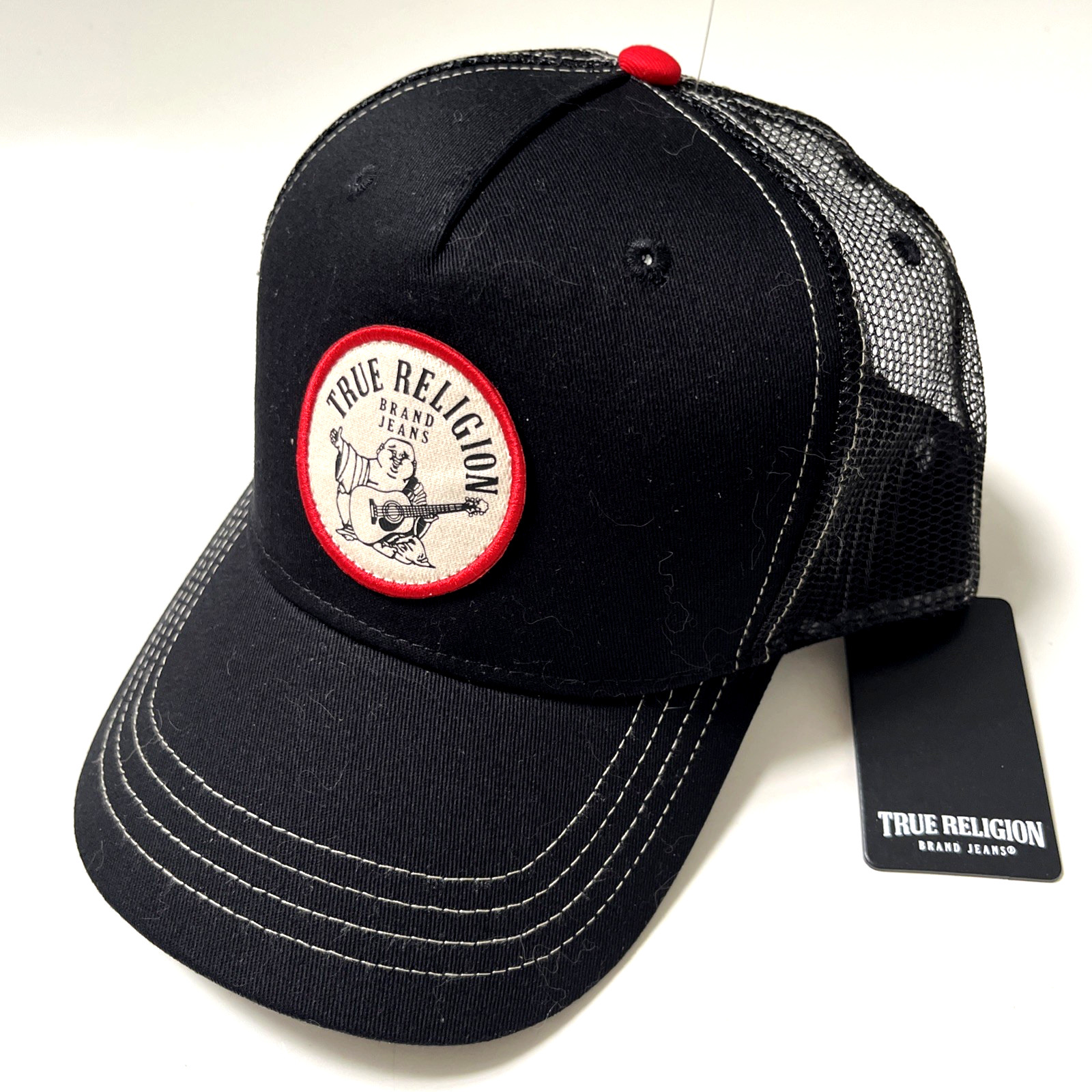 NWT Original TRUE RELIGION Trucker Baseball Cap Embroidered Patch Stitched Mesh