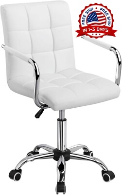Silla De Cuero PU Para Escritorio Computadora Oficina Comoda Moderna Blanca New