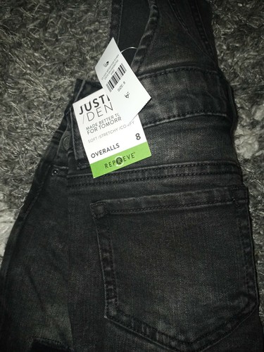 Girls justice destructive overalls size 8 new black washed - Picture 4 of 4