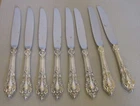 Lunt Sterling Silver Eloquence SET 8 DINNER KNIVES stainless blade 9.25" no mono