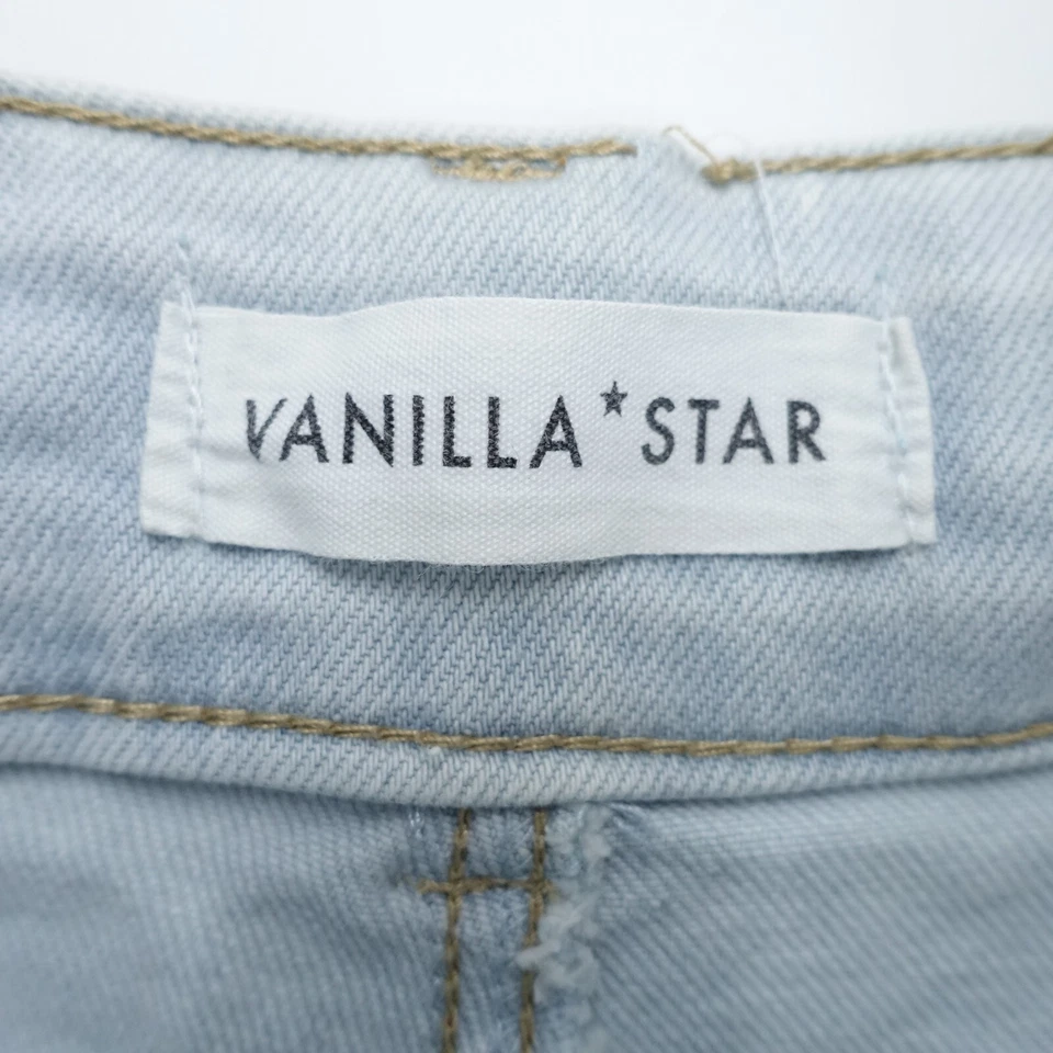 Pantalones Cortos Vanilla Star Corte Para Mujer 3 Azul Denim Envejecido Cintura Elástica Algodón Foto 3 de 4