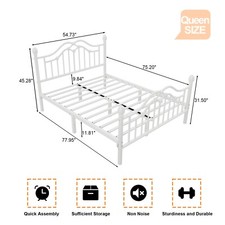 Queen Size Metal Bed Frame with Headboard and Footboard