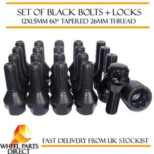 Schwarze Radschrauben & Schlösser (16+4) 12x1,5 Muttern für Toyota Aygo [Mk1] 05-14