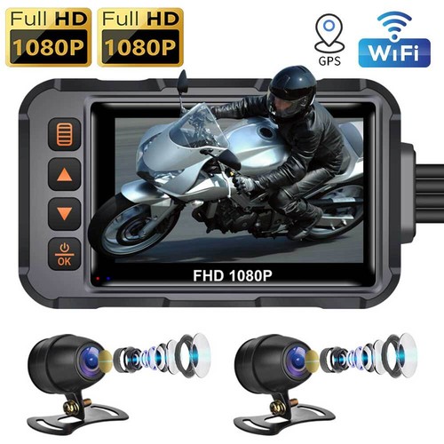 3"Motorcycle DVR Dash Cam Front & Rear Dual Camera GPS WiFi 24HR Parking +64GB - Picture 3 of 19