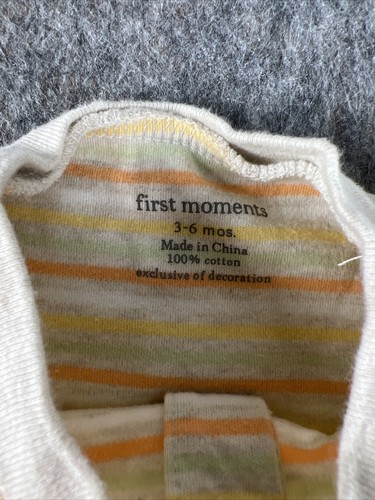 Vestiti Neonato ��primi Momenti 3-6mos Snap Up Sleeper Strisce ��Giraffa Giallo Grigio - Foto 2 di 7