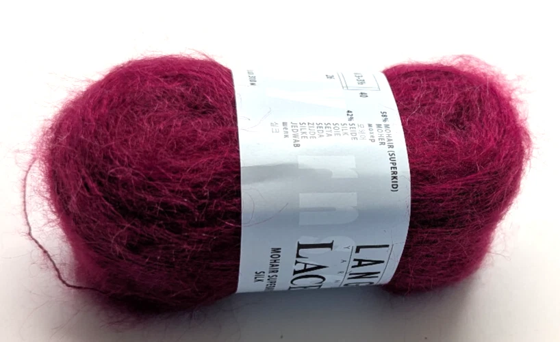 Hilos Lang de madeja única encaje 58 % mohair 42 % seda 25 gm/340 yardas 0066 fucsia DS Foto 2 de 2