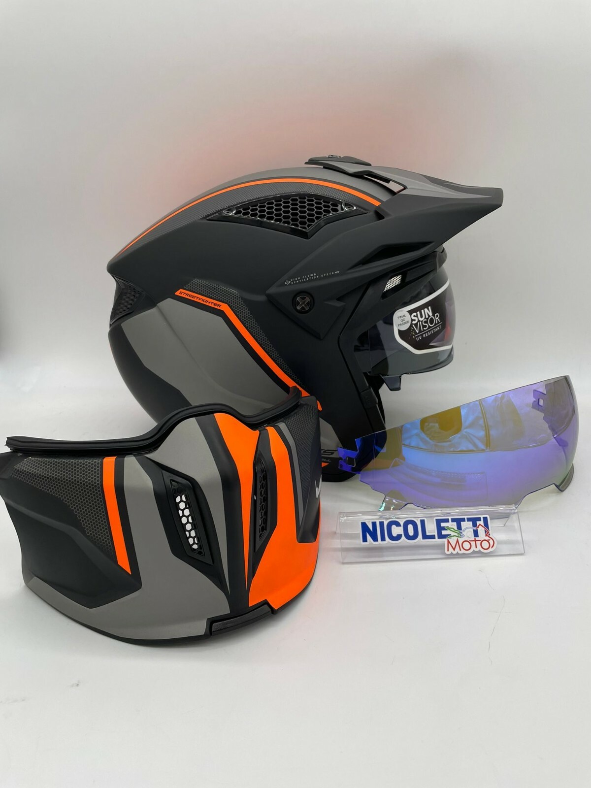 CASCO MOTO MT HELMET STREETFIGHTER TWIN C4 MATT FLUOR ORANGE