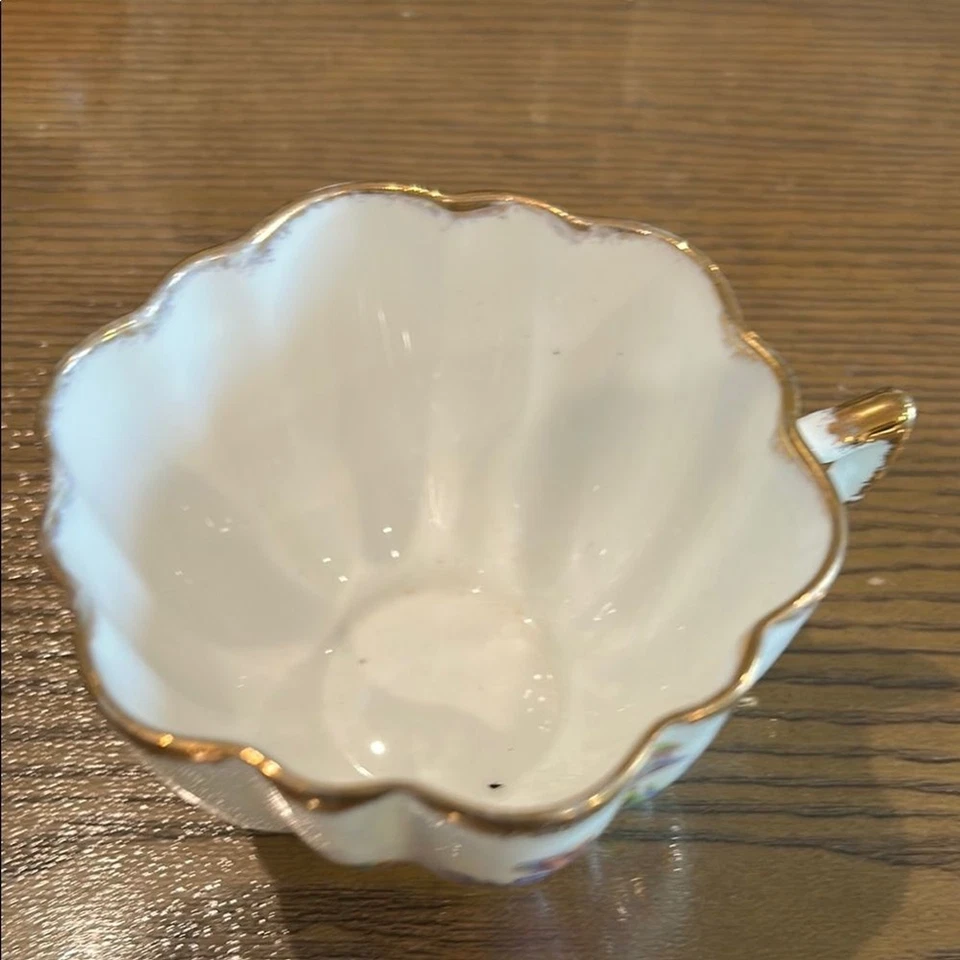 Taza de té y platillo vintage floral oro 24k Foto 4 de 4