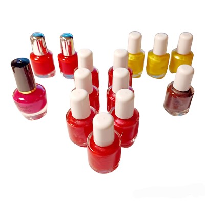 14x Mini Nail Polish-Reds-Yellow-Purple-Pearlized-Matte