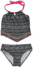 Breaking Waves Little Girls' Dive in 2-Piece Tankini - Black/Multi, 6