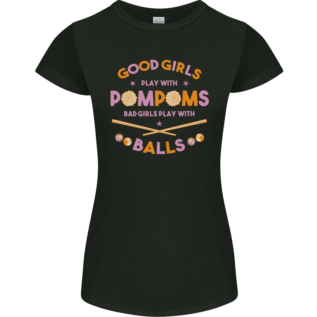 Bad Girls Play With Pool Balls 9-Ball Womens Petite Cut T-Shirt