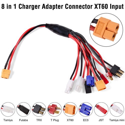 Cargador 8IN1 RC Adaptador Enchufe 4.0mm Banana/XT60 TRX Tamiya JST Futaba T-Dean - Imagen 13 de 13