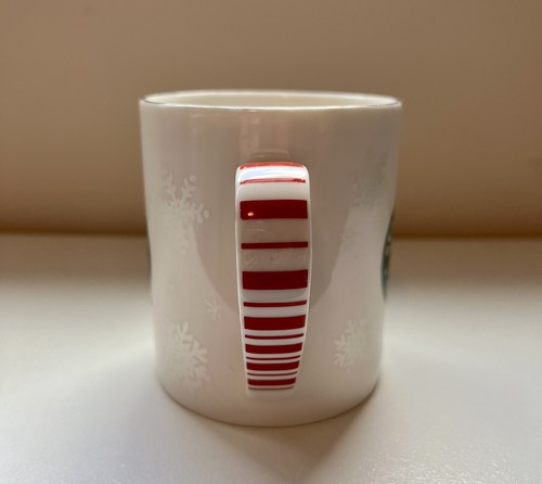 Starbucks Candy Cane Coffee Tea Mug 2001 Barista Christmas White Snowflake - Picture 2 of 7
