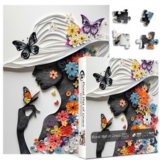 Flower Woman Puzzle for Adults 1000 Pieces, Butterfly Fairy Girl Jigsaw Puzzl...