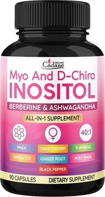 Organic Cadane Myo & D-Chiro Inositol Supplement Capsules for Women, 40:1, 90ct.