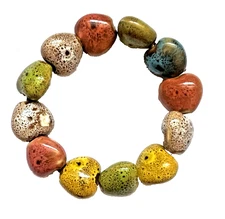 Large Chunky Tribal Boho Multi Beaded Bead Pottery Glazed Bracelet 46