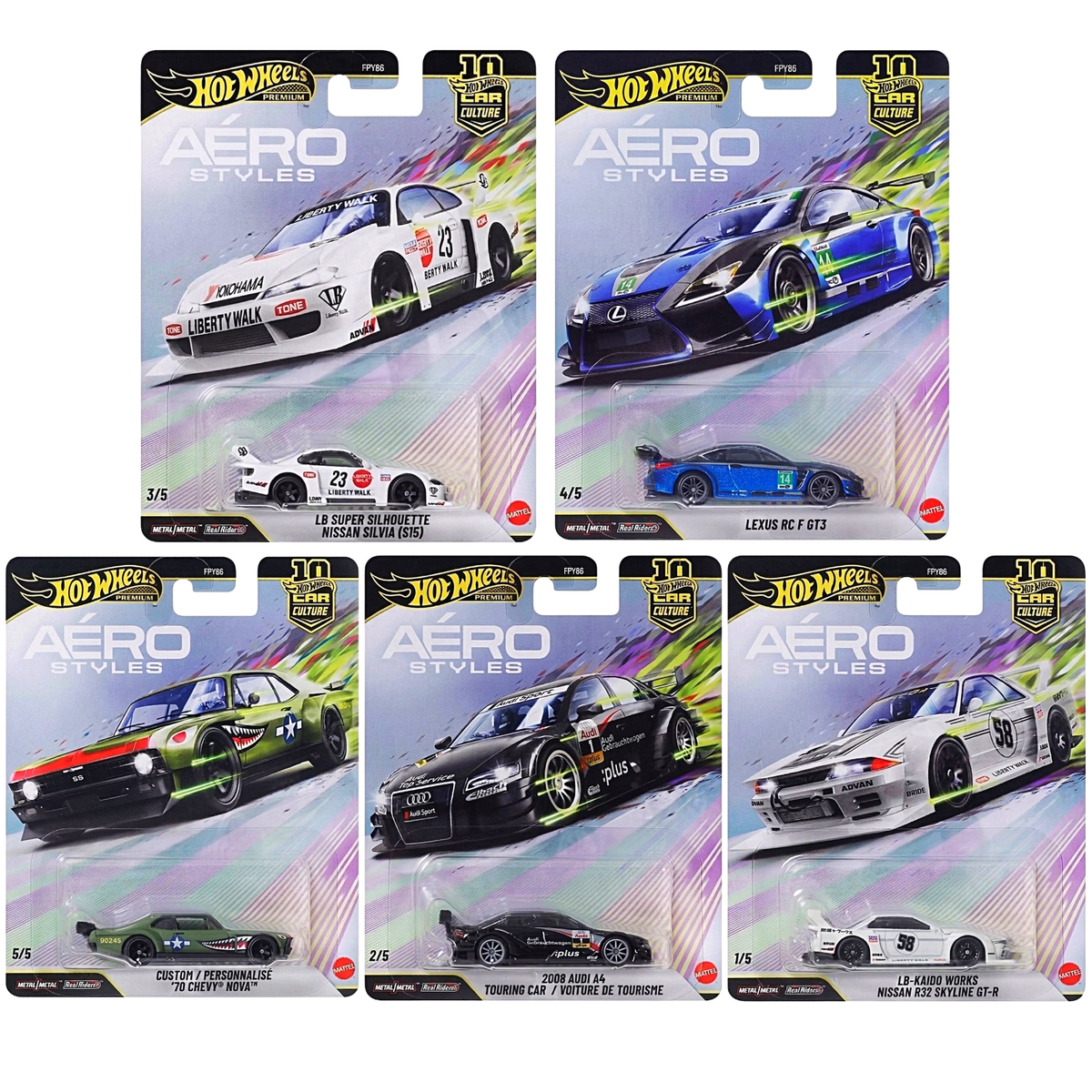Hot Wheels Premium 2026 Aero Styles (U) Car Culture Set of 5 Cars
