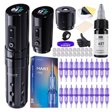 Mast Tattoo Flip3 Wireless Machine Kit, 7-Stroke Cordless Large, Black