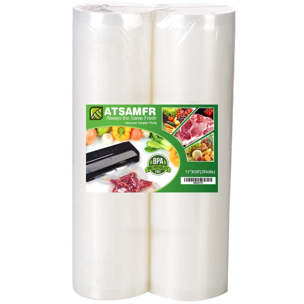 11x50ft BPA-Free Heavy Duty Vacuum Sealer Bags 2-Pack Rolls for Food Storage