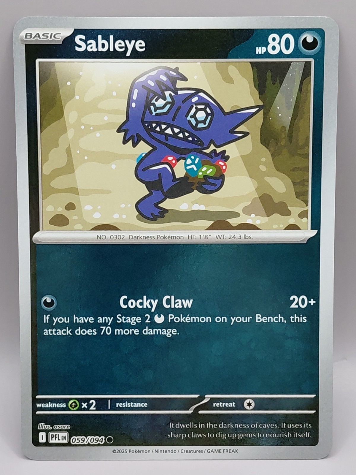 Sableye 059/094 Reverse Holo ME02: Phantasmal Flames Pokemon TCG