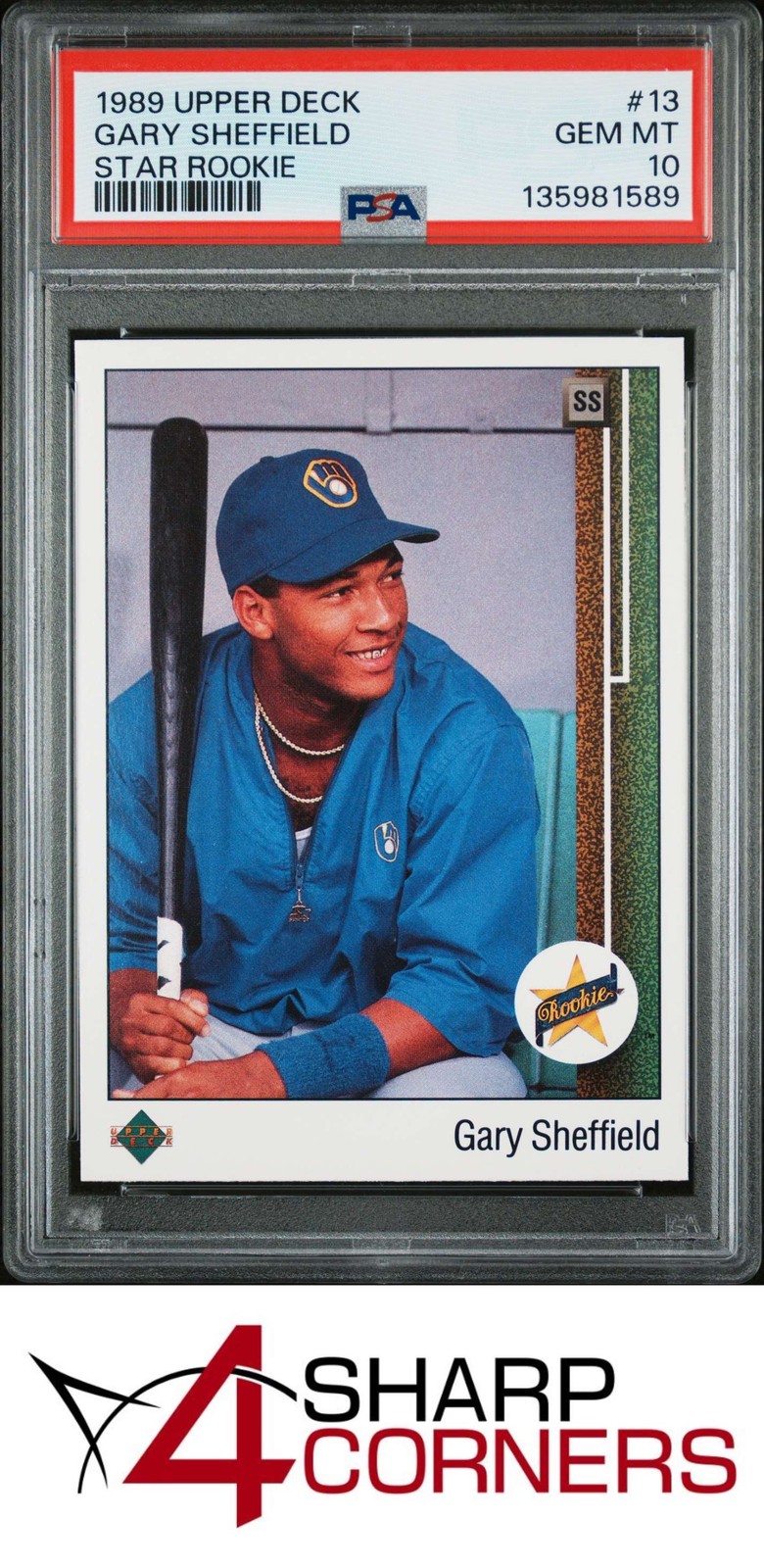 1989 UPPER DECK STAR ROOKIE #13 GARY SHEFFIELD RC BREWERS PSA 10 view 1