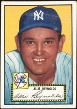 1952 Topps Allie Reynolds 67 Yankees Black Back Vintage Creased VG