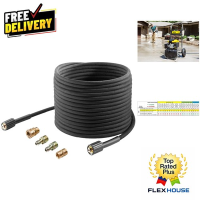 #ad 50ft Professional Replacement High Pressure Hose for Gas Washers 4 Adapters $160.64