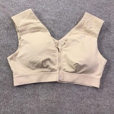 Tommie Copper Sports Bra Womens XL Beige Front Zip Mesh Copper Znergy Support