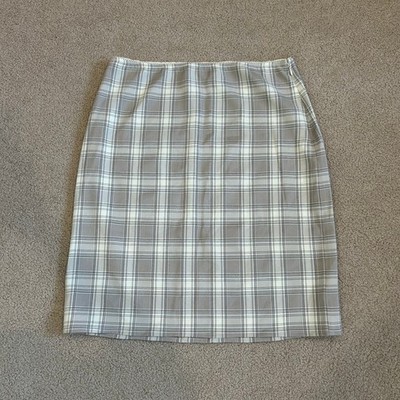Reformation Isla Plaid Woven Skirt Cream Career Mini Office Workwear Size 4