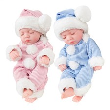 1x Reborn Baby Doll with Clothes and Hat vinyl Small Sleeping Baby Doll Kids Toy
