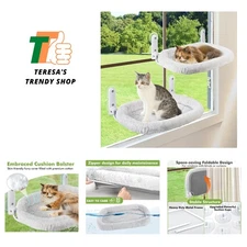 Luxurious 2PC Cat Window Perch with Foldable Bolster Hammock for Cozy Resting