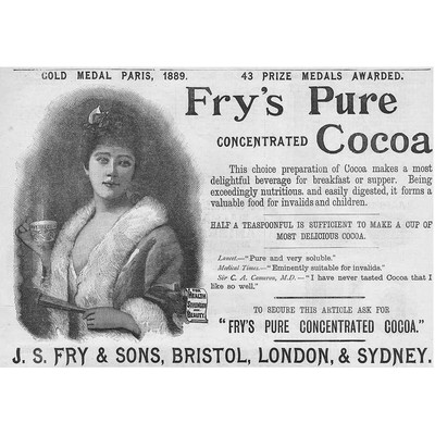 FRY'S COCOA Goldmedaille Paris 1889 - Viktorianische Werbung 1890